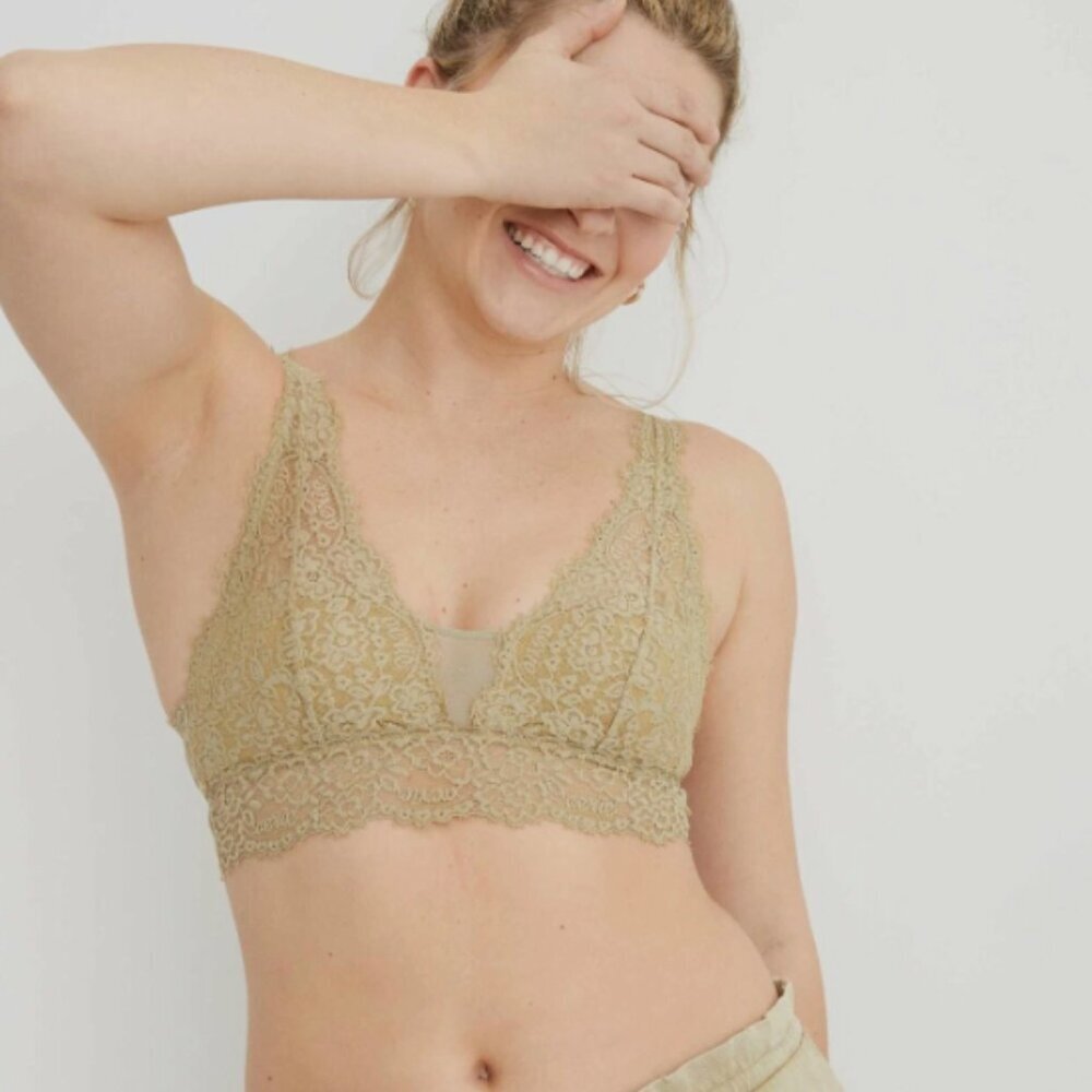 AERIE | Eyelash Lace Plunge Floral Bralette | Sz. XXS
